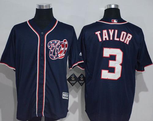 Nationals #3 Michael Taylor Navy Blue New Cool Base Stitched MLB Jersey - Click Image to Close